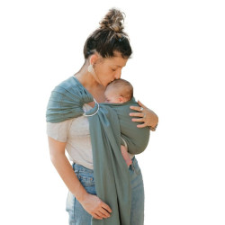 calin avec Porte bébé Sling Sergé Brisé - Néobulle - Eucalyptus