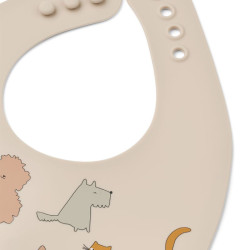 attache de Lot de 2 bavoirs Ember imprimés - Liewood - Cats and Dogs / Sandy