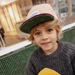 Casquette hiver enfant  velours - Hello Hossy - Sweet Almond