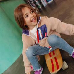 Veste polaire enfant sherpa - Hello Hossy - Plum