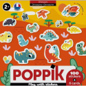6 cartes + 100 stickers Baby - Poppik - Dinosaures