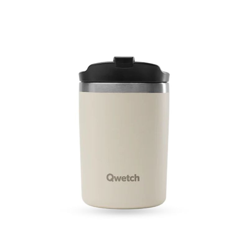 Gobelet inox isotherme avec couvercle - Qwetch - Sable