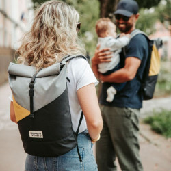 Sac à dos roll-top Wanaka Pocket - Mero Mero -Grey / Chaï tea / Dark grey