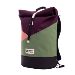 Sac à dos roll-top Wanaka Pocket - Mero Mero - Aubergine / Blossom Pink /
