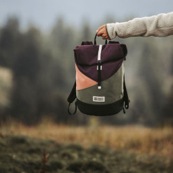Sac à dos roll-top Wanaka Pocket - Aubergine / Blossom Pink / Cypress Green
