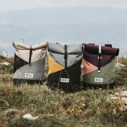 Sac à dos roll-top Wanaka Pocket - Mero Mero - Stone Grey / Chaï tea