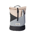 Sac à dos roll-top Wanaka Pocket - Mero Mero - Sand/Dark Grey/ Stone Grey/ Brown Leather