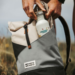 Sac à dos roll-top Pocket - Mero Mero - Sand/Dark Grey/ Stone Grey/ Brown Leather