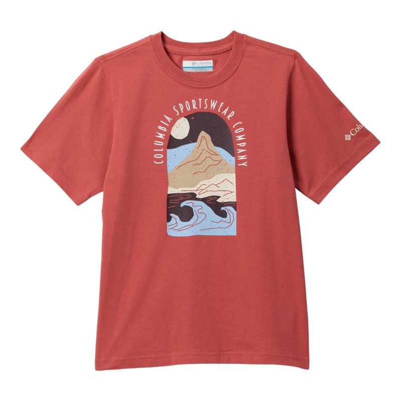 T-shirt randonnée enfant Valley Creek - Columbia - Washed Red, Cozy Coastline