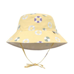 Chapeau anti-UV bébé réversible - Lassig - Bouée jaune pâle
