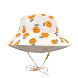Chapeau anti-UV bébé réversible - Lassig - Orange sel marin