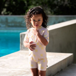 Combinaison bébé anti-UV - Lassig - Motif damier rose pâle