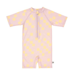 Combinaison bébé anti-UV - Lassig - Motif damier rose pâle/jaune