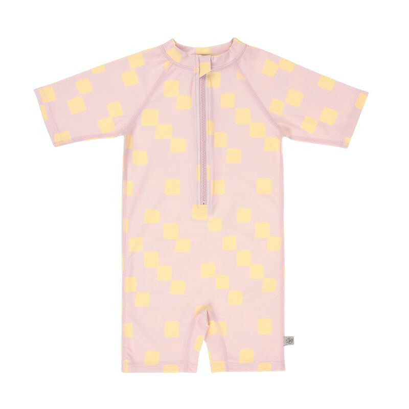 Combinaison bébé anti-UV - Lassig - Motif damier rose pâle/jaune