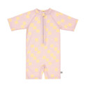 Combinaison bébé anti-UV - Lassig - Motif damier rose pâle/jaune