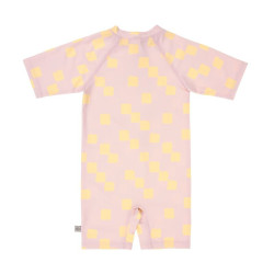 Combinaison bébé anti-UV -  Motif damier rose pâle/jaune