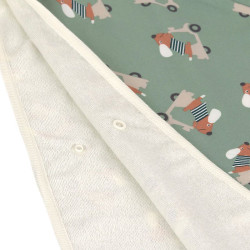 Poncho microfibres bébé - Scooter/Chien vert