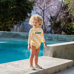 Lycra bébé manches longues - Lassig - Rayures jaune pâle/sel