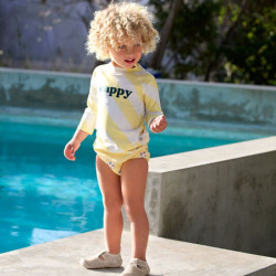 Lycra bébé manches longues - Lassig - Rayures jaune pâle