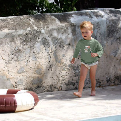 Lycra bébé manches longues - Scooter/Chien vert