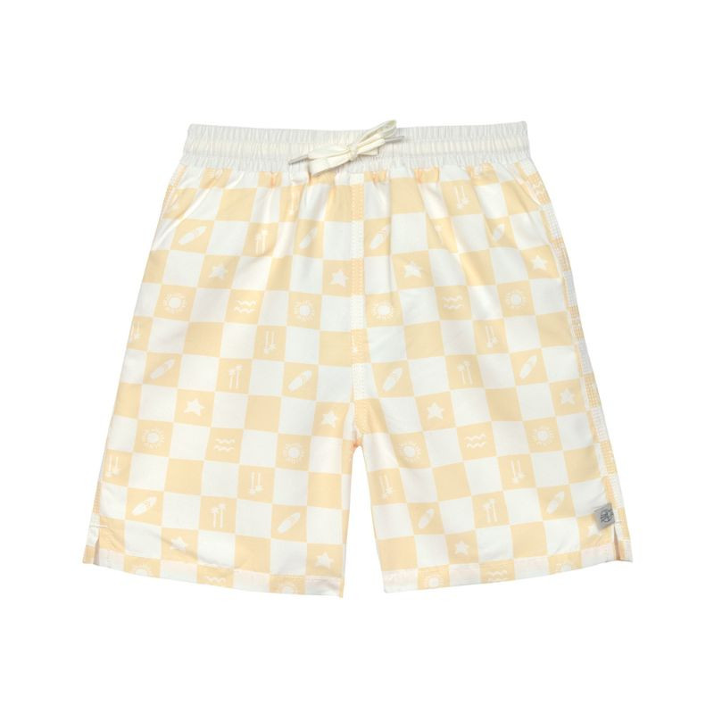 Short de bain enfant - Lassig - Motif à carreaux vanille / écru