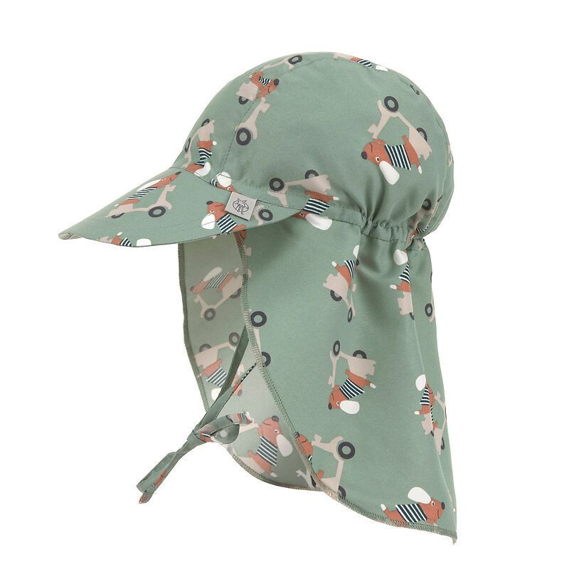 Casquette protége nuque anti-uv bébé - Lassig - Scooter/chien vert