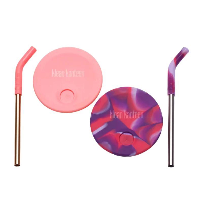Couvercle paille Kid Cup Straw Lid - Klean Kanteen - Pink Tie Dye - Lot de 2