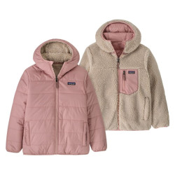 Polaire reversible enfant Patagonia - Kid's reversible ready freddy Hoody - Fuzzy Mauve