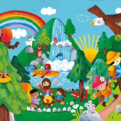 Livre puzzles en bois Le voyage - Vilac montagne