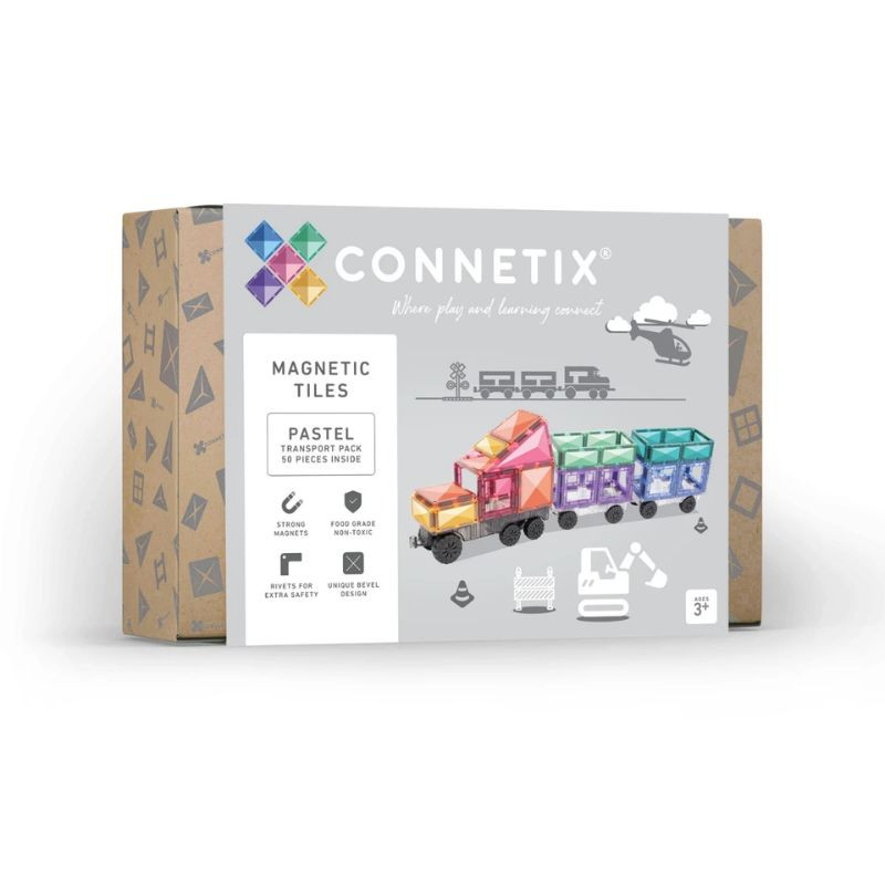 Jeu de construction magnétique Pastel Transport Pack 50 pièces - Connetix