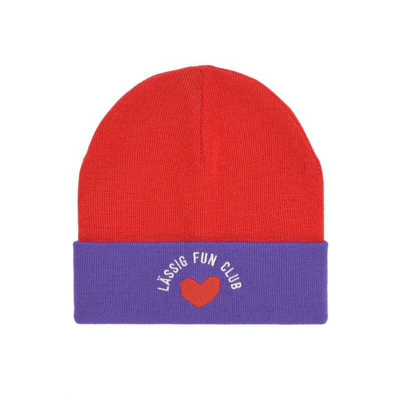 Bonnet enfant en laine mérinos - Lassig - Purple/poppy red