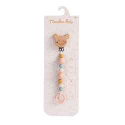 Attache-tétine bois et silicone - Moulin Roty - Souris - La petite danse
