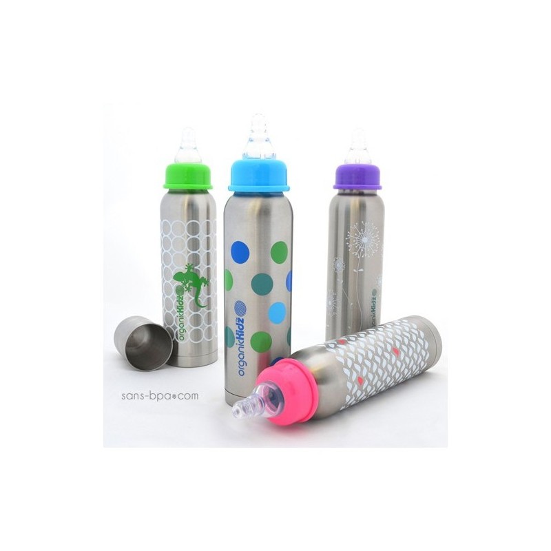 Biberon Inox Isotherme Organic Kidz 270ml goulot étroit - Princesse