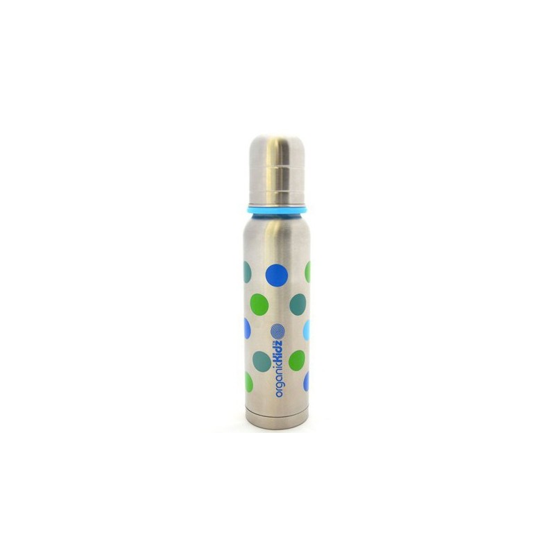 Biberon Inox Isotherme Organic Kidz 270ml goulot étroit - Pois