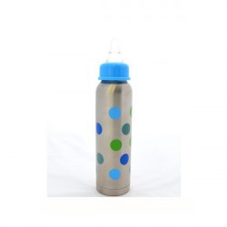 Biberon Inox Isotherme Organic Kidz 270ml goulot étroit - Pois