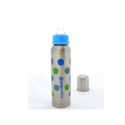 Biberon Inox Isotherme Organic Kidz 270ml goulot étroit - Pois