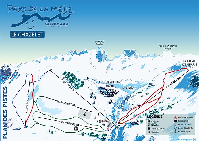 Plan des pistes de la station du Chazelet