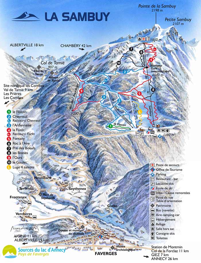  Plan des pistes de la station familiale de la Sambuy 