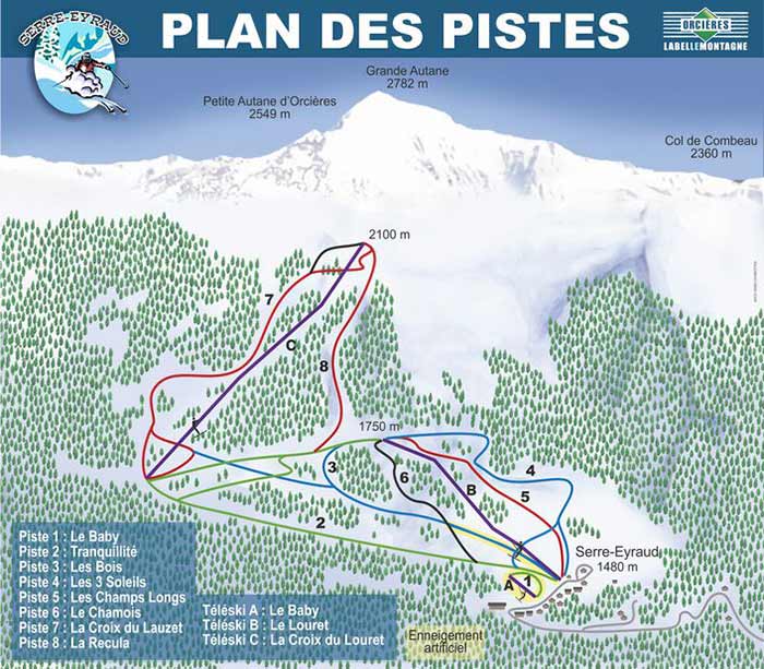  Plan des pistes de la station familiale de Serre-Eyraud 