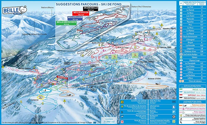 Plan des pistes de la station de Beille (2019) 