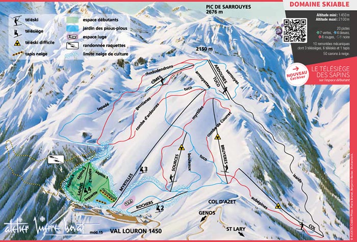 Plan des pistes de la station de Val Louron (2019)