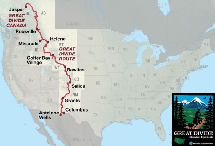 l'itinéraire de la great divide mountain bike route