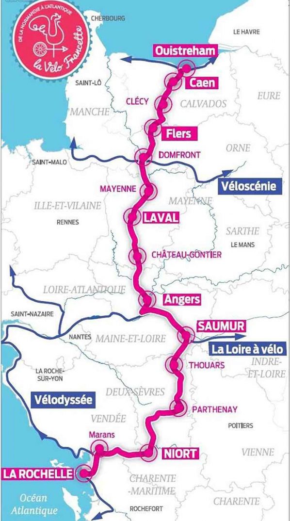 Carte du tracé de la Vélo Francette