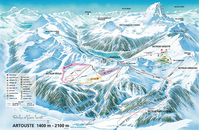 Plan des pistes de la station d'Artouste (2019) 