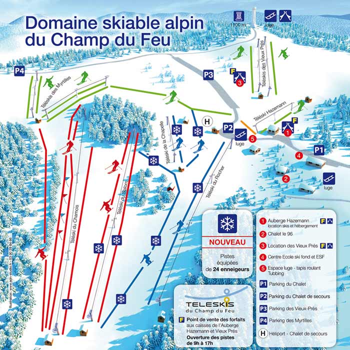 Plan des pistes de la station du Champ du Feu (2019)