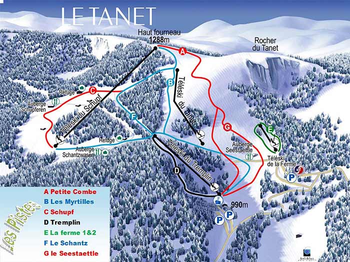 Plan des pistes de la station du Tanet (2019) 