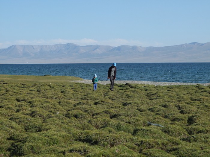 Lac Son Kul famille enfant paysage Kirghizistan nature sauvage balade 