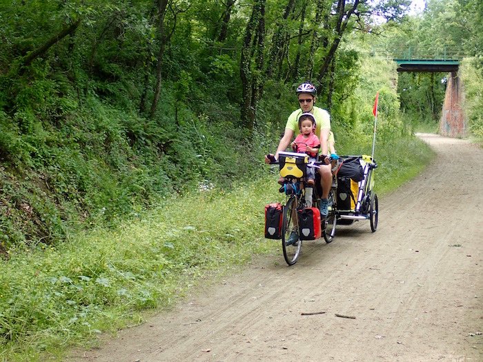 Pere et fille en tandem randonnee a velo