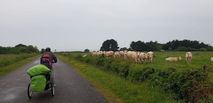 Famille en voyage à vélo en vendée 