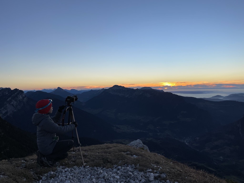 week-end d'automne en Chartreuse : couché de soleil sommet du pinet
